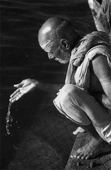 man at Ganges River, India