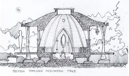 cross section of the meditation hut